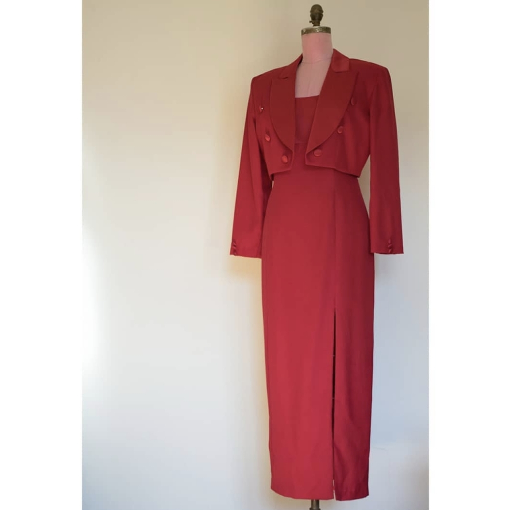 90s Red Dress Set - Picture 2 of 7